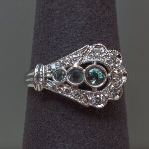 14k White Gold Color-Change Lab Spinel Ring — Weinman Brothers vintage cluster